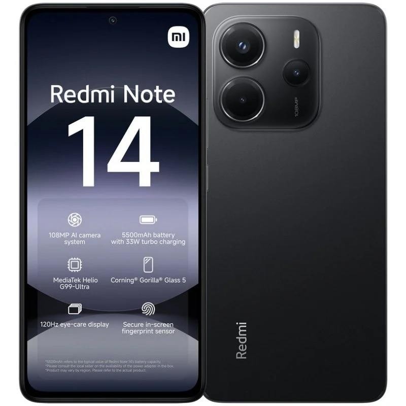SMARTPHONE XIAOMI REDMI NOTE 14 6.67 8GB/256GB/108MP/NFC/4G BLACK
